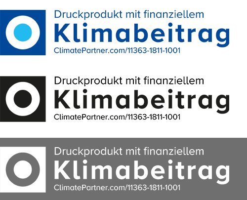 Klimabeitrag Mailings Klimaneutral ClimatePartner Logos Klimabeitrag