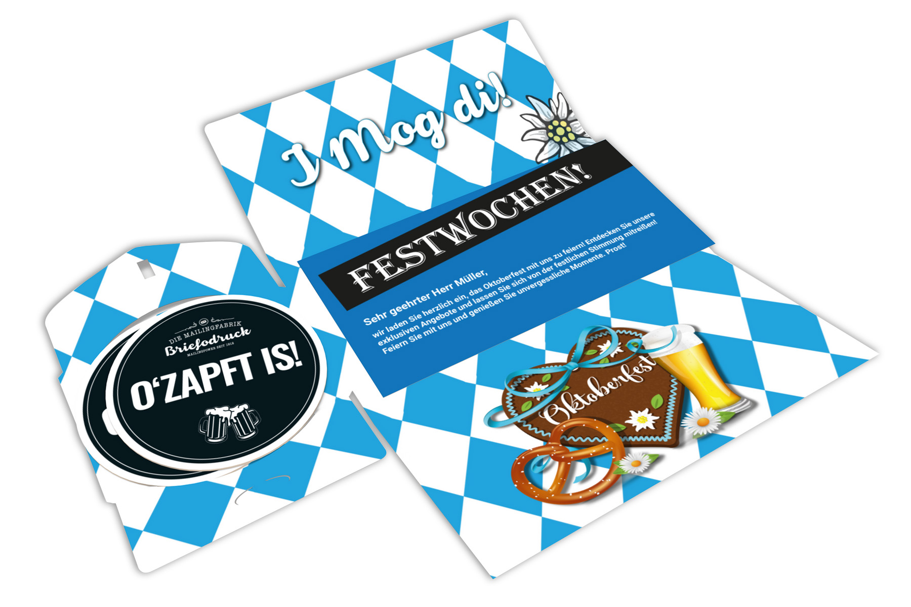 Oktoberfest-Mailing - Bierdeckel-Mail, Mailing und Bierdeckel mit individuellem Design