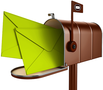 Briefkasten mit gedruckten Mailings gefüllt